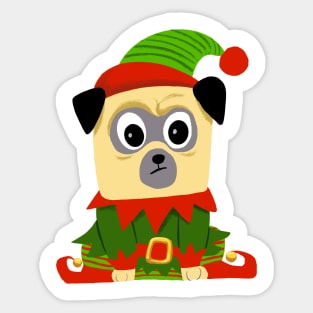 Christmas is coming, pug dressed up as christmas elf Sticker